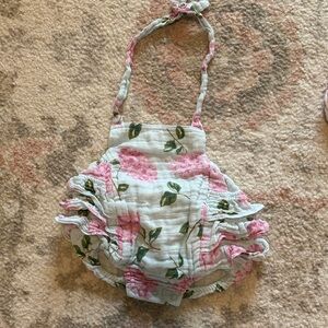 Angel dear size 0-3 Baby Girls Pink Floral Ruffled Romper